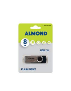 ALMOND FLASH DRIVE USB 2.0 8GB TWISTER ΜΑΥΡΟ