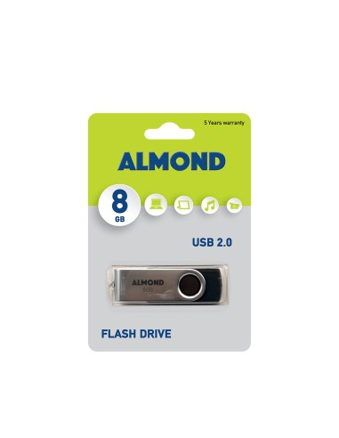 ALMOND FLASH DRIVE USB 2.0 8GB TWISTER ΜΑΥΡΟ