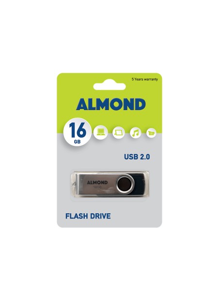ALMOND FLASH DRIVE USB 2.0 16GB TWISTER ΜΑΥΡΟ