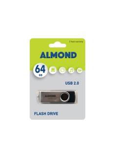 ALMOND FLASH DRIVE USB 2.0 64GB TWISTER ΜΑΥΡΟ