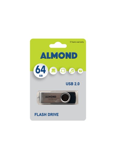 ALMOND FLASH DRIVE USB 2.0 64GB TWISTER ΜΑΥΡΟ