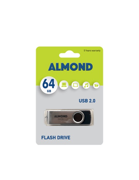 ALMOND FLASH DRIVE USB 2.0 64GB TWISTER ΜΑΥΡΟ