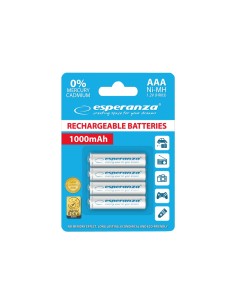 ESPERANZA ΜΠΑΤΑΡΙΑ ΕΠΑΝΑΦΟΡΤΙΖΟΜΕΝΗ AAA 1000mAh Ni-MH ΛΕΥΚΗ 4 ΤΕΜΑΧΙΑ