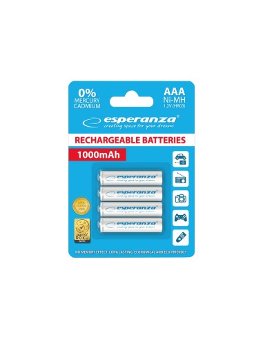ESPERANZA ΜΠΑΤΑΡΙΑ ΕΠΑΝΑΦΟΡΤΙΖΟΜΕΝΗ AAA 1000mAh Ni-MH ΛΕΥΚΗ 4 ΤΕΜΑΧΙΑ