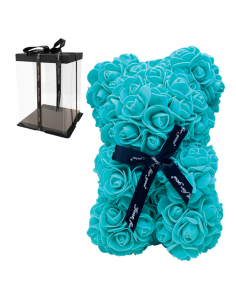 Rose Bear 25cm Βεραμάν με Φιογκάκι Αρκουδάκι από Τριαντάφυλλα σε Κουτί Δώρου