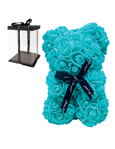 Rose Bear 25cm Βεραμάν με Φιογκάκι Αρκουδάκι από Τριαντάφυλλα σε Κουτί Δώρου