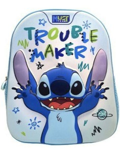 Must 3D Σχολική Τσάντα Πλάτης Νηπιαγωγίου Stitch με θήκη για παγούρι