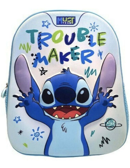 Must 3D Σχολική Τσάντα Πλάτης Νηπιαγωγίου Stitch με θήκη για παγούρι