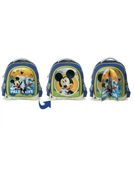 Mickey Σχολική Τσάντα Πλάτης Νηπιαγωγείου Τριπλή Όψη με Μαγνήτη, 2 θήκες και θήκη για παγούρι