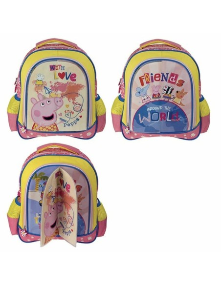 Peppa Pig Σχολική Τσάντα Πλάτης Νηπιαγωγείου Τριπλή Όψη με Μαγνήτη, 2 θήκες και θήκη για παγούρι