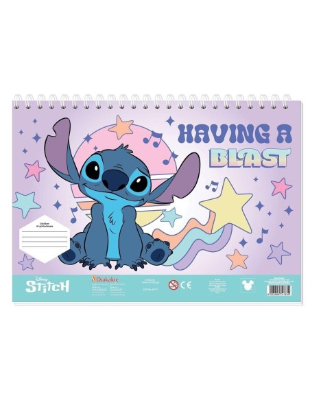 Μπλοκ Ζωγραφικης Lilo Stitch 23x33cm 40 Φυλλα Αυτοκολλητα Στενσιλ