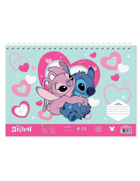 Μπλοκ Ζωγραφικης Lilo Stitch 23x33cm 40 Φυλλα Αυτοκολλητα Στενσιλ
