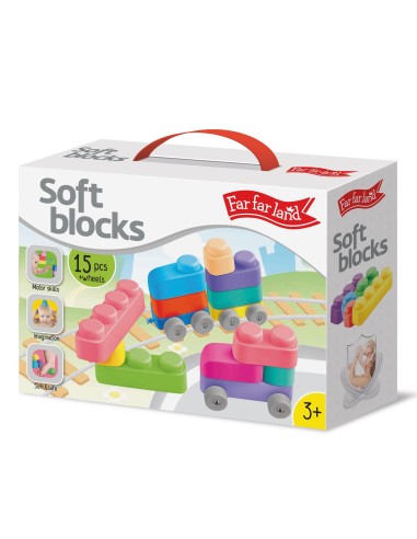 Silicone soft block set (15 elements + 12 wheels)