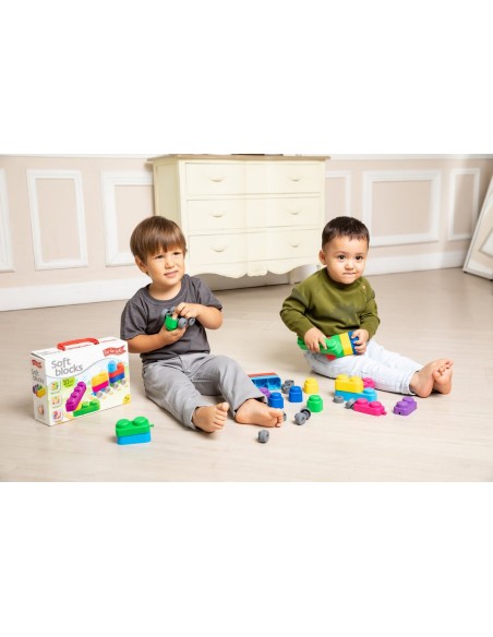 Silicone soft block set (15 elements + 12 wheels)
