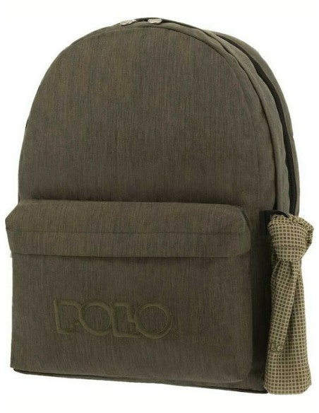 Polo Original Double Scarf Σχολική Τσάντα Πλάτης Γυμνασίου - Λυκείου Πράσινη με Θήκη για Παγούρι 30lt