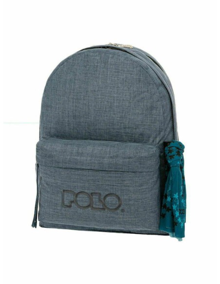 Polo Original Double Scarf Σχολική Τσάντα Πλάτης Μπλε 2 Θήκες και Θήκη για Παγούρι 30lt