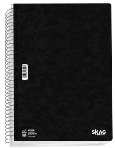 ΤΤετράδιο Σπιράλ Skag Basic17x25 2Θ 60φ Μαύρο