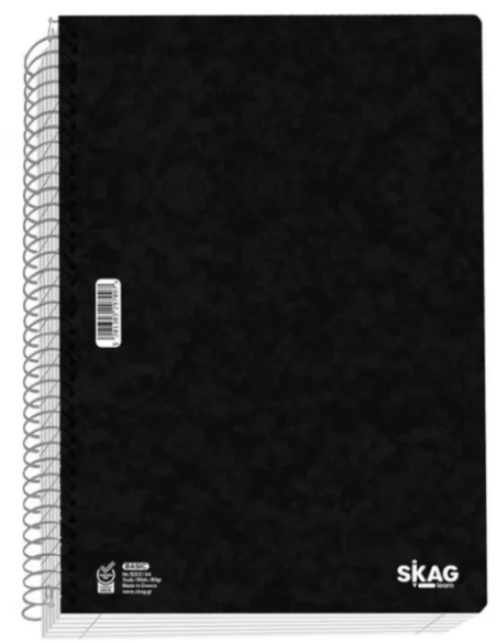 ΤΤετράδιο Σπιράλ Skag Basic17x25 2Θ 60φ Μαύρο