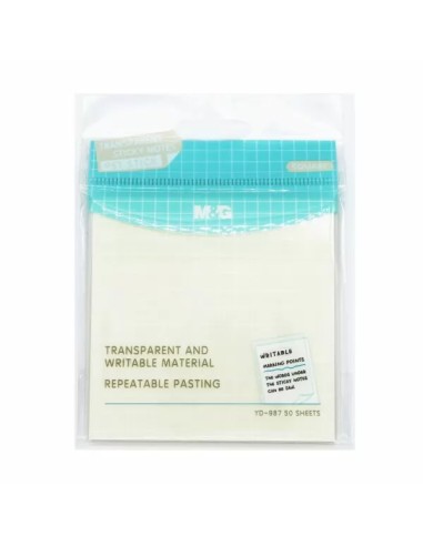 Transparent Sticky Notes 76x76mm 50 Sheets