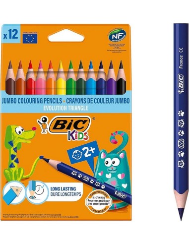Χρωματιστά μολύβια BIC JUMBO Ecolutions τριγωνικά, 12 χρωμάτων