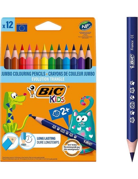 Χρωματιστά μολύβια BIC JUMBO Ecolutions τριγωνικά, 12 χρωμάτων