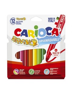 Μαρκαδόροι Carioca Bravo Σετ 12 Χρώματα Μύτη 6 mm