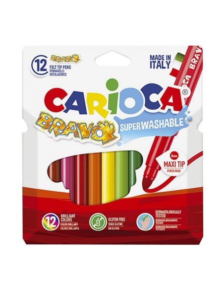 Μαρκαδόροι Carioca Bravo Σετ 12 Χρώματα Μύτη 6 mm