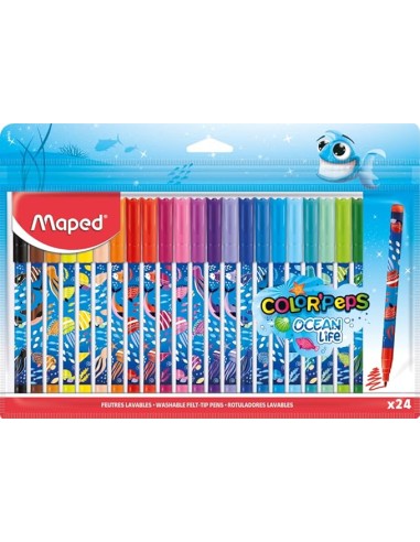 Maped - Ocean Life Color'Peps Με Λεπτή Μύτη 24 Χρώματα