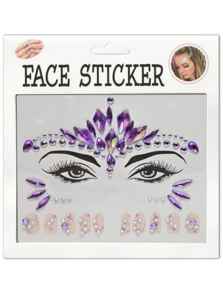 FACE STICKER 3D NAIL ART Αυτοκόλλητα Κοσμήματα Προσώπου και Νυχιών Μωβ