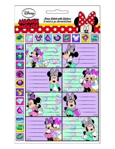 Αυτοκόλλητες Ετικέτες Minnie Mouse με αυτοκόλλητα 16τμχ