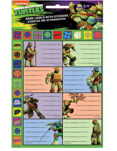 Αυτοκόλλητες Ετικέτες Ninja Turtles με αυτοκόλλητα 16τμχ