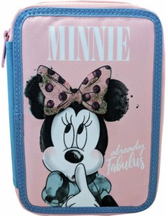 Minnie Fabulous Κασετίνα Γεμάτη Διπλή Ροζ