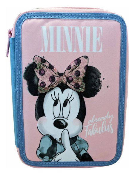 Minnie Fabulous Κασετίνα Γεμάτη Διπλή Ροζ