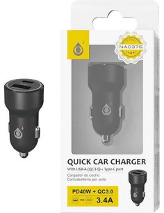 Moveteck Φορτιστής Αυτοκινήτου 40W με Θύρες: 1xUSB 1xType-C Μαύρος