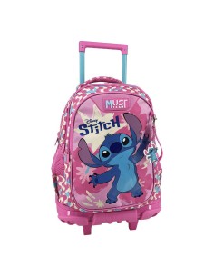 Σχολική Τσάντα Τρόλεϊ Δημοτικού Disney Stitch Pink Must Team 3 Θήκες