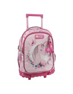 Σχολική Τσάντα Τρόλεϊ Δημοτικού Must Team Pink Unicorn 3 Θήκες