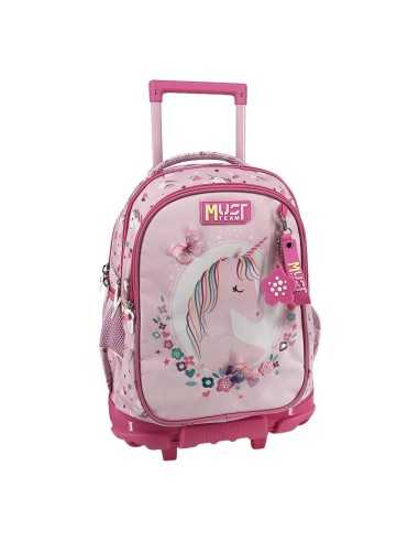 Σχολική Τσάντα Τρόλεϊ Δημοτικού Must Team Pink Unicorn 3 Θήκες