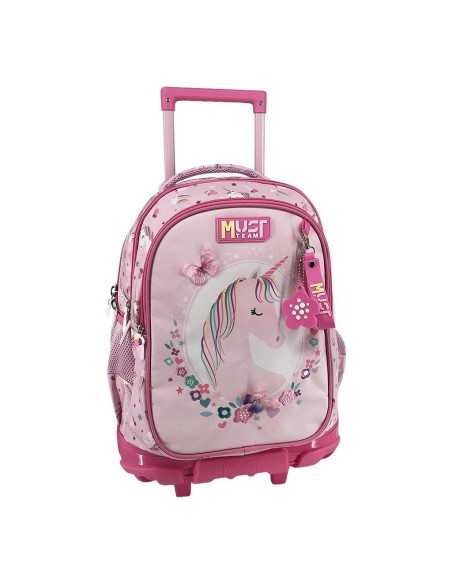 Σχολική Τσάντα Τρόλεϊ Δημοτικού Must Team Pink Unicorn 3 Θήκες