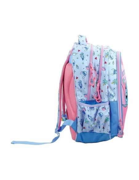 Gim Stitch Σχολική Τσάντα Πλάτης Δημοτικού με Θήκη για Παγούρι Πολύχρωμη 35 x 20 x 46εκ