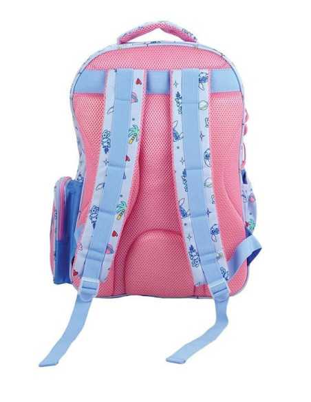 Gim Stitch Σχολική Τσάντα Πλάτης Δημοτικού με Θήκη για Παγούρι Πολύχρωμη 35 x 20 x 46εκ