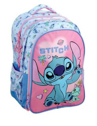 Gim Stitch Σχολική Τσάντα Πλάτης Δημοτικού με Θήκη για Παγούρι Πολύχρωμη 35 x 20 x 46εκ