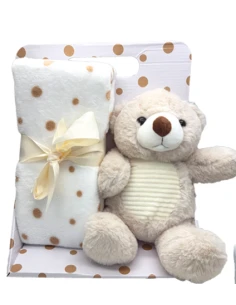 Λούτρινο Αρκουδάκι 30cm με Κουβερτούλα Fleece 90x75cm