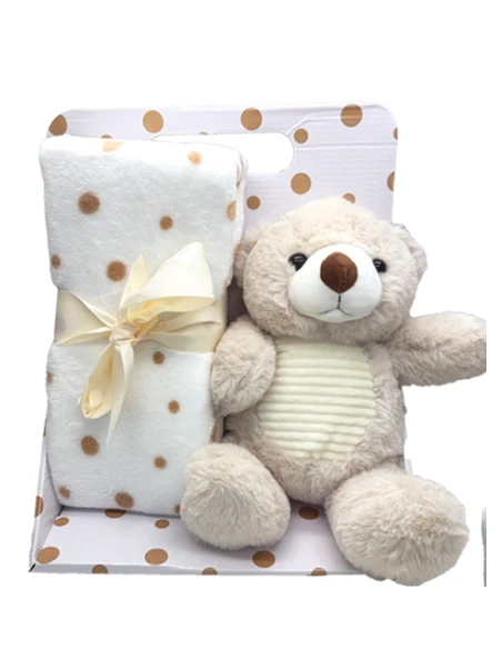 Λούτρινο Αρκουδάκι 30cm με Κουβερτούλα Fleece 90x75cm