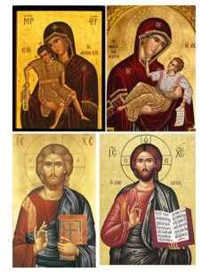 Ριζόχαρτο εκκλησιαστικό για decoupage, Χριστός και Παναγία, 30x40cm, 50102
