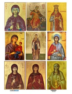 Ριζόχαρτο εκκλησιαστικό για decoupage, Αγίες της Εκκλησίας, 30x40cm, 2800556