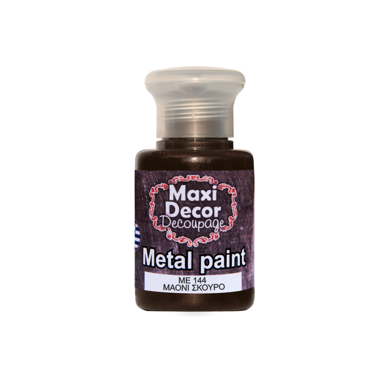Μεταλλικό ακρυλικό χρώμα MAXI DECOR 60 ml (ΜΑΟΝΙ ΣΚΟΥΡΟ) ME-144