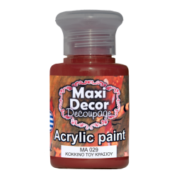 Ακρυλικό χρώμα 60 ml (ΚΟΚΚΙΝΟ ΚΡΑΣΙΟΥ) MAXI DECOR  MA-029