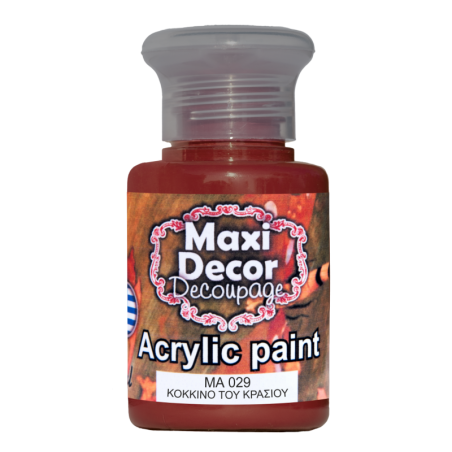 Ακρυλικό χρώμα 60 ml (ΚΟΚΚΙΝΟ ΚΡΑΣΙΟΥ) MAXI DECOR  MA-029