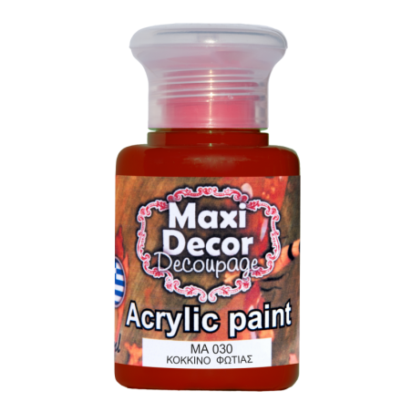 Ακρυλικό χρώμα 60 ml (ΚΟΚΚΙΝΟ ΦΩΤΙΑΣ) MAXI DECOR  MA-030
