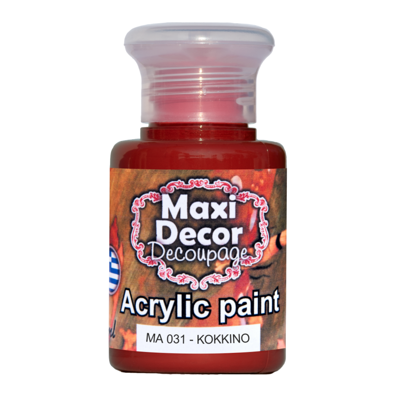 Ακρυλικό χρώμα 60 ml (ΚΟΚΚΙΝΟ) MAXI DECOR  MA-031